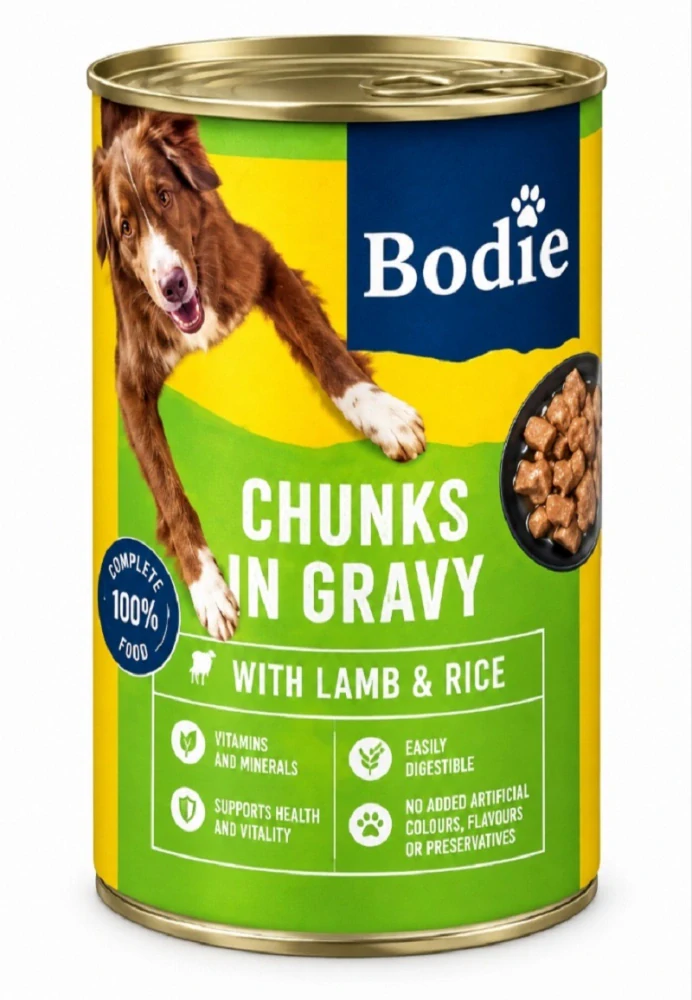 Bodie kousky ve šťávě s jehněčím a rýží 1240 g