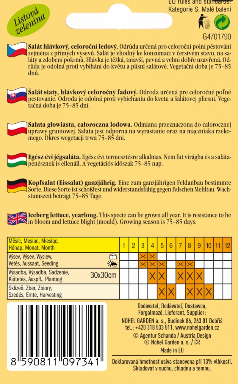Salát hlávkový, ledový - Mauglí (semena)