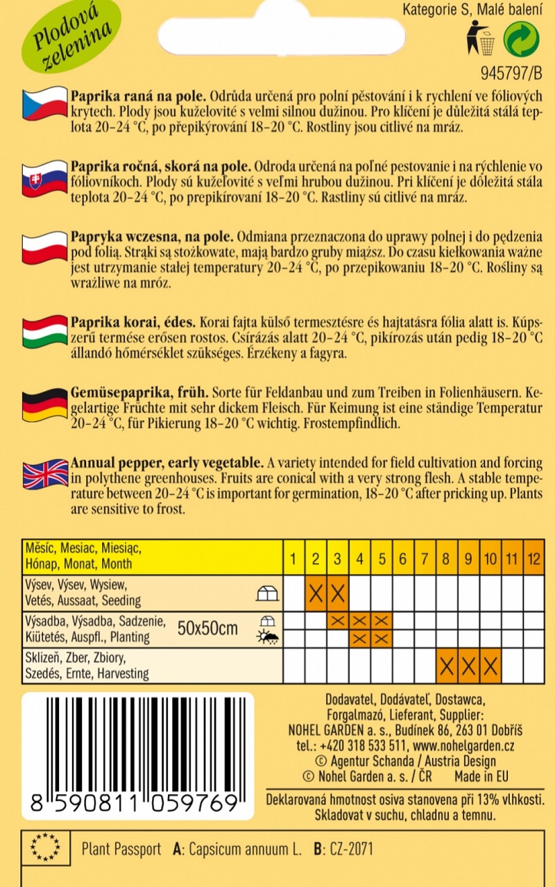 Paprika zeleninová raná, Rubínova (semena)