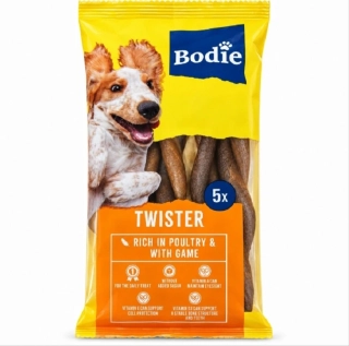 Bodie Twister dvoubarevný bohatý na drůbeží a zvěřinu 5 ks 100g