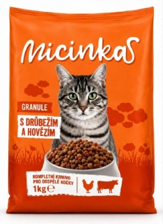 Micinka granule pro dospělé kočky s drůbežím a hovězím 1 kg