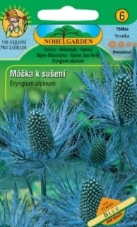 Balení semen máčky alpské modré s fotografií ostnitých modrých květenství